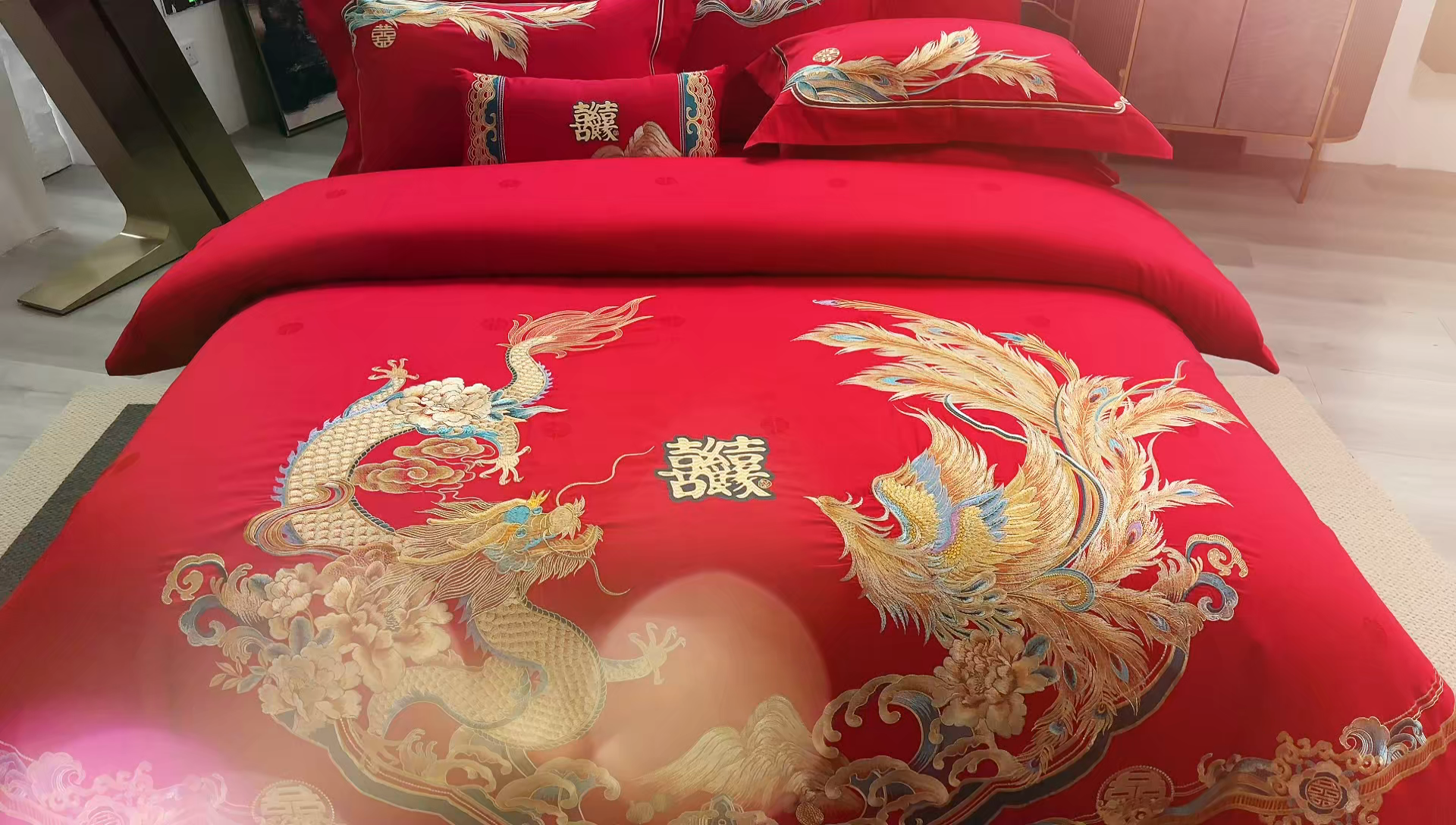 91家纺网 家纺一手货源 找家纺 爱情故事2025新款婚庆新品 喜事良缘