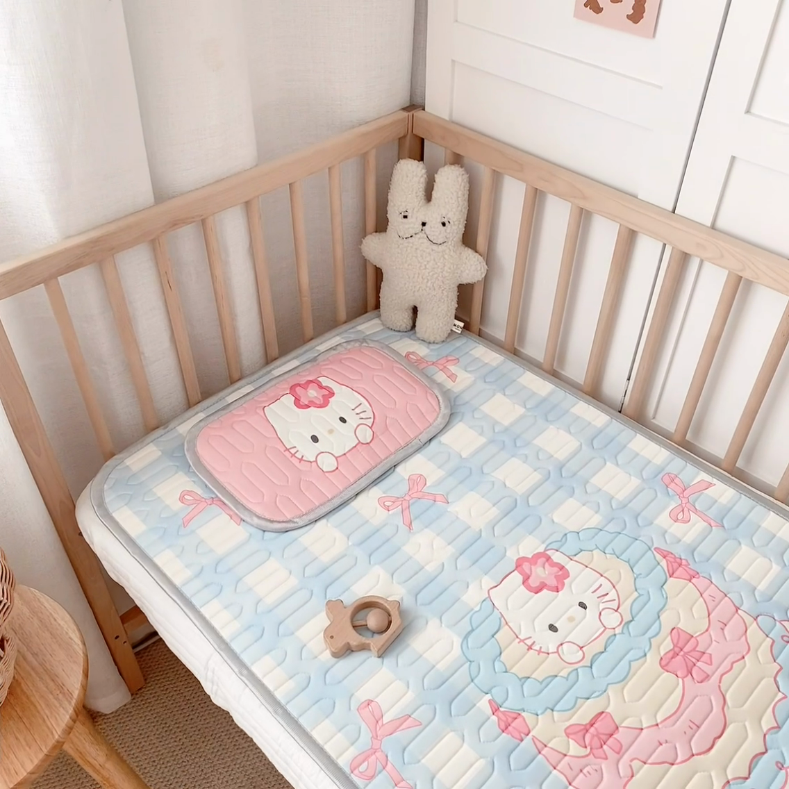 91家纺网 家纺一手货源 找家纺 美乐迪家纺 2025新款儿童乳胶凉席 蛋糕猫咪