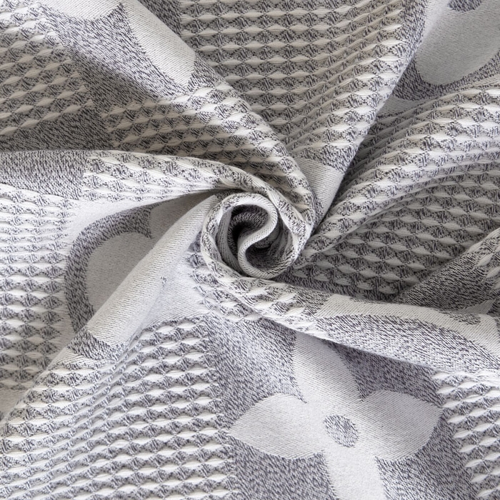 91家纺网 家纺一手货源 找家纺 朴尔家纺-毛巾被 2025新款全棉纱布蜂窝结构系列枕巾 幸运草-浅灰