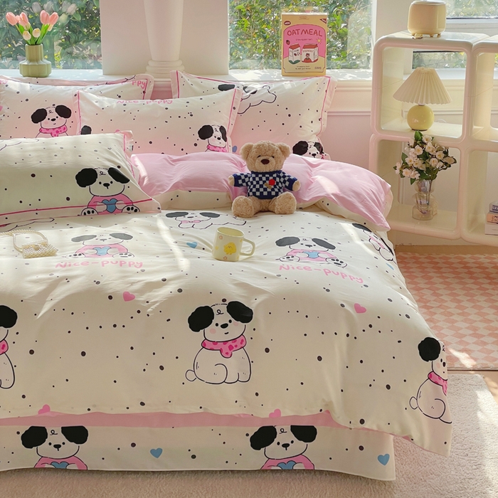 91家纺网 家纺一手货源 找家纺 铭博家纺 2025新款直播爆款100%全棉吊边一字绣工艺款13070印花全棉四件套 罗纳星河