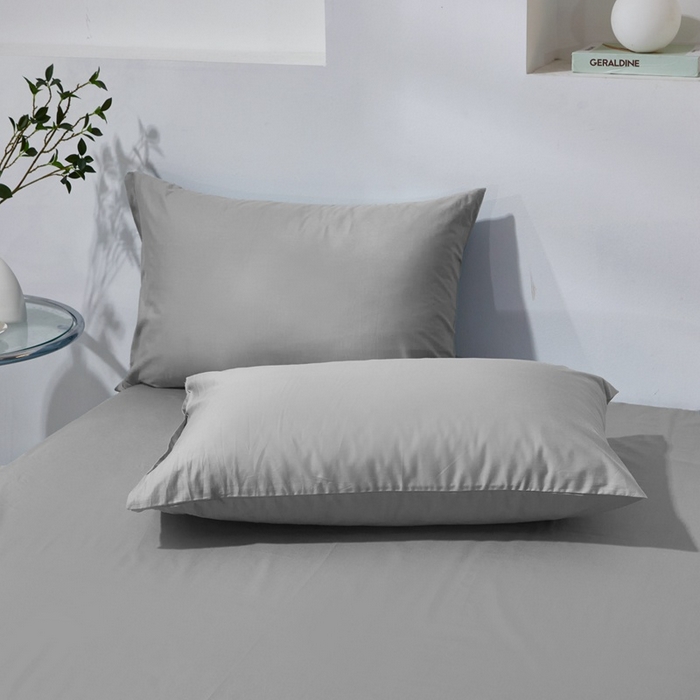 91家纺网 家纺一手货源 找家纺 晶缦家纺 2025新款喷气全棉13376纯棉斜纹纯色枕套-沐兰 沐兰-典雅灰