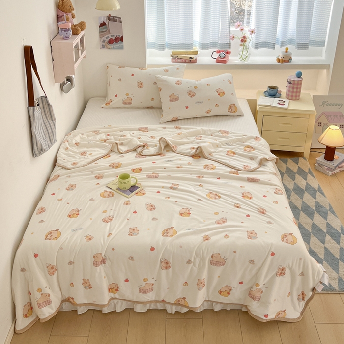 91家纺网 家纺一手货源 找家纺 桃子家居  2025新款A类高品质牛奶针织棉软糯大豆夏被 针织棉-可爱小豚鼠