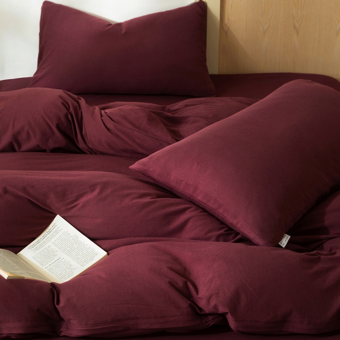 91家纺网 家纺一手货源 找家纺 梦可莱家居 2025春夏新品全棉针织棉纯色系列 安哥拉红