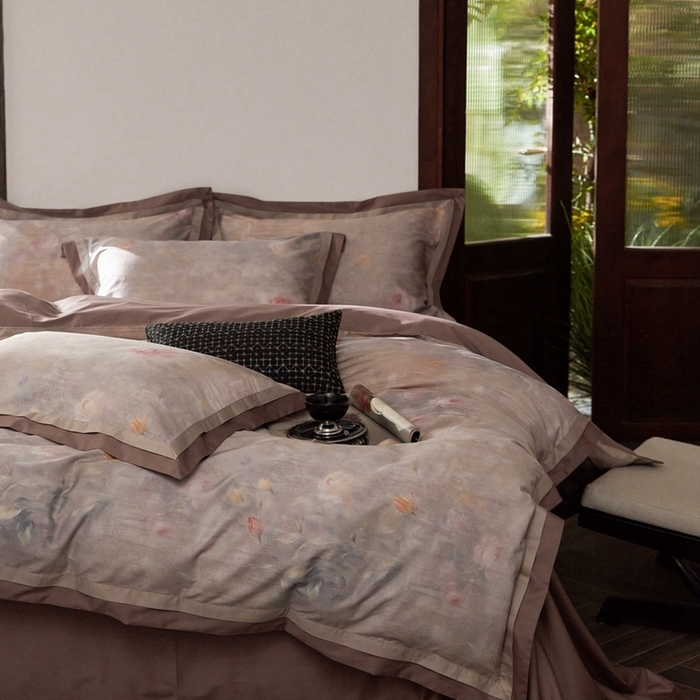 91家纺网 家纺一手货源 找家纺 由丽家纺 2025新款数码印花四件套 花茹珍