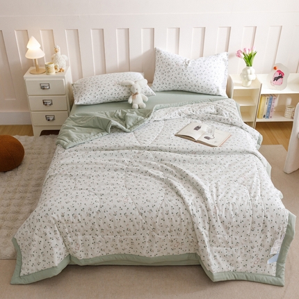 91家纺网 家纺一手货源 找家纺 （总）一加一2025新款水洗棉麻印花大豆夏被 四件套