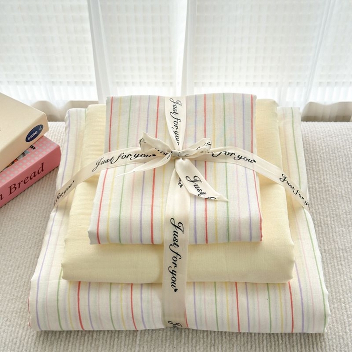 91家纺网 家纺一手货源 找家纺 2025新款双层纱印花卡通四件套-叠拍 简约派