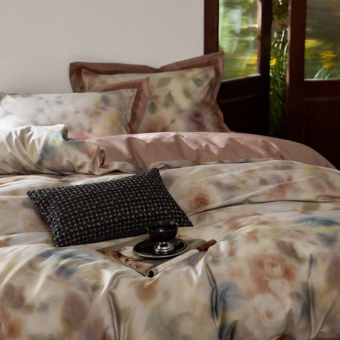 91家纺网 家纺一手货源 找家纺 由丽家纺 2025新款数码印花四件套 花芳霞-桔