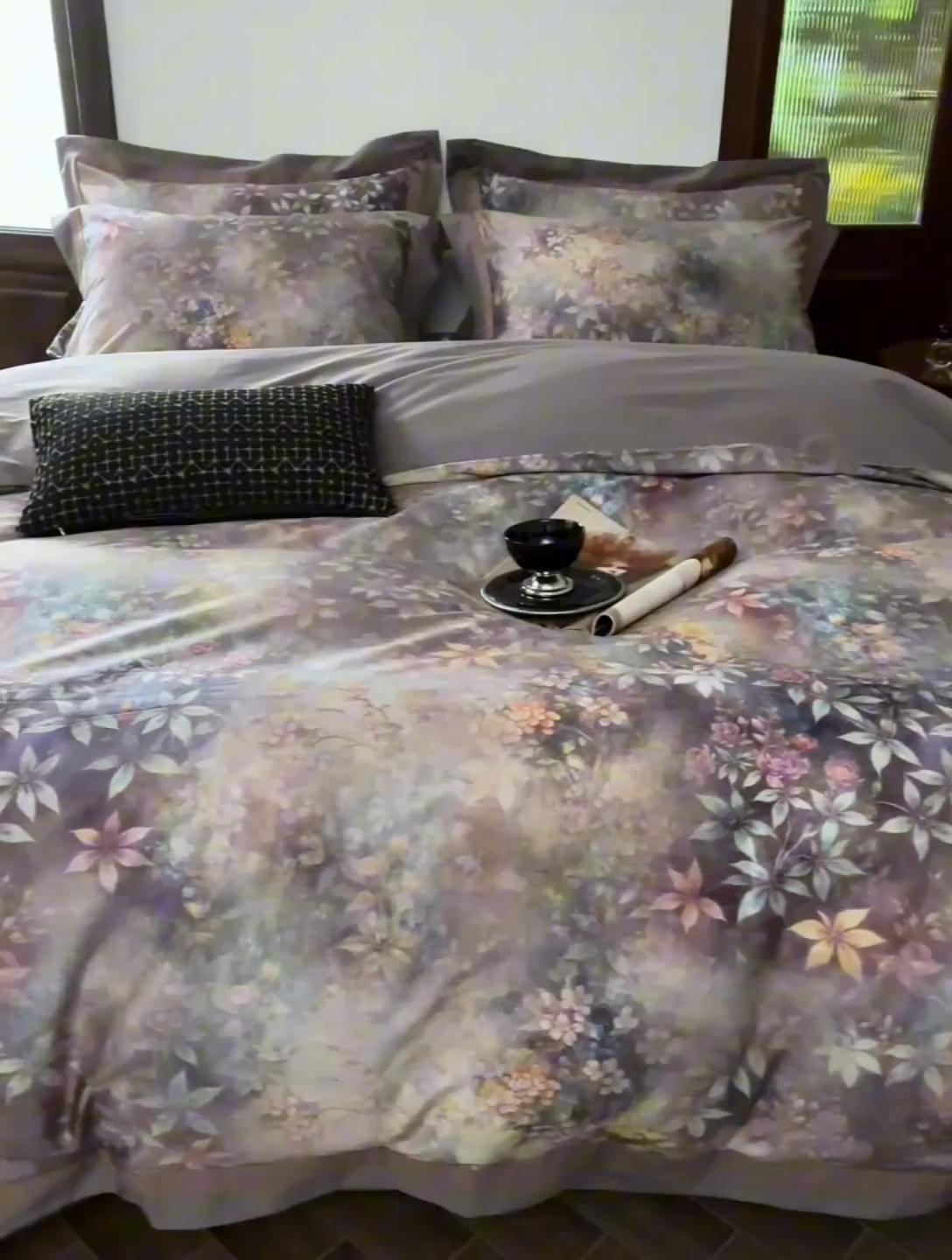 91家纺网 家纺一手货源 找家纺 由丽家纺 2025新款数码印花四件套 慕香-紫