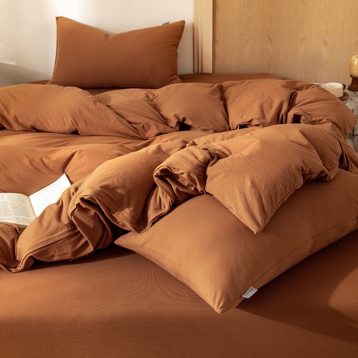 91家纺网 家纺一手货源 找家纺 梦可莱家居 2025春夏新品全棉针织棉纯色系列 南瓜