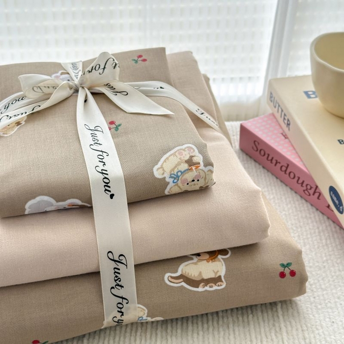 91家纺网 家纺一手货源 找家纺 2025新款双层纱印花卡通四件套-叠拍 可爱西高地