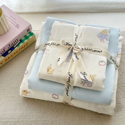 91家纺网 家纺一手货源 找家纺 2025新款双层纱印花卡通四件套-叠拍 可可象