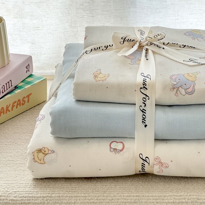 91家纺网 家纺一手货源 找家纺 2025新款双层纱印花卡通四件套-叠拍 可可象