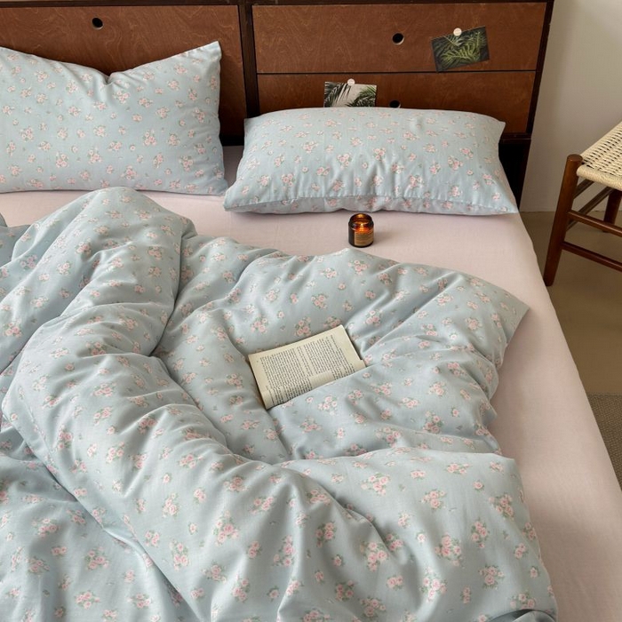 91家纺网 家纺一手货源 找家纺 典曼家纺 2025新款双层纱小清新印花四件套-床拍 初夏