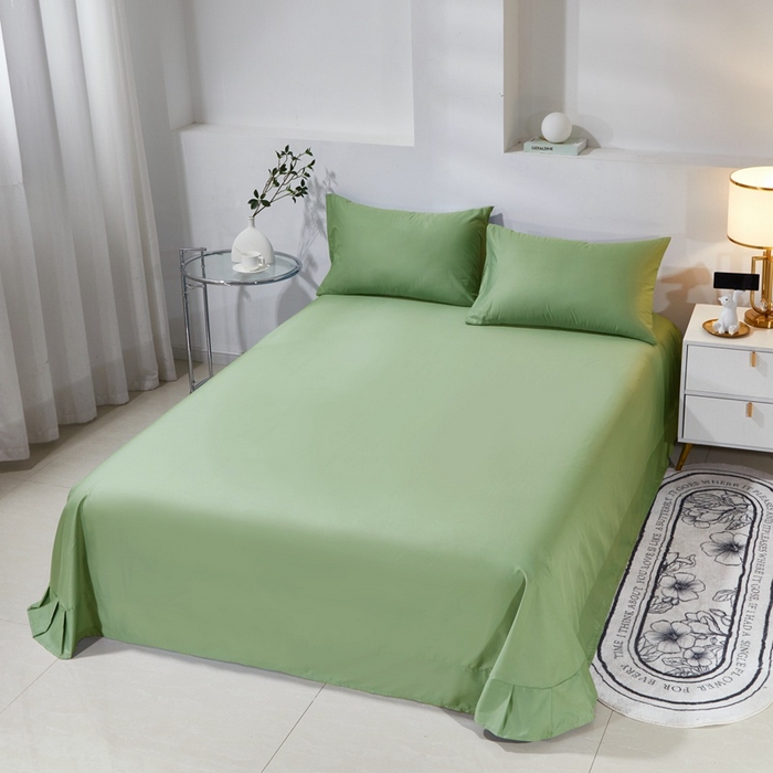 91家纺网 家纺一手货源 找家纺 晶缦家纺 2025新款喷气全棉13376纯棉斜纹纯色床单-沐兰 沐兰-抹茶绿