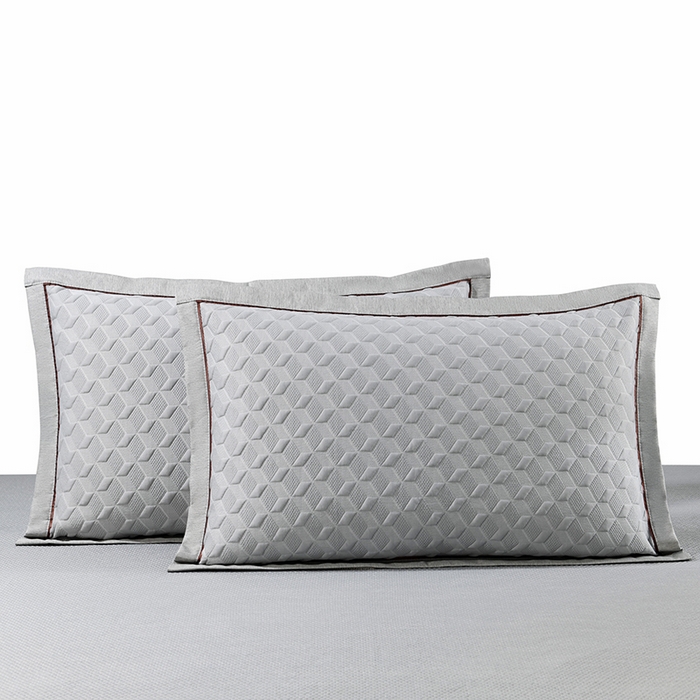 91家纺网 家纺一手货源 找家纺 小猫派 2025夏季冰丝枕头套A类豆豆凉感常规枕套 凉感不绣花-菱形灰