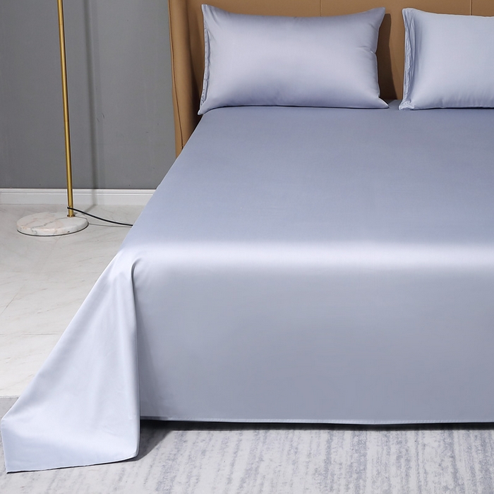 91家纺网 家纺一手货源 找家纺 晶缦家纺 2025新款全棉纯棉50支双股贡缎长绒棉纯色单品床单 绮芸-绫兰灰