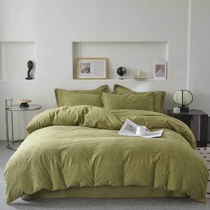 91家纺网 家纺一手货源 找家纺 （总）七七家纺 新款提花双层纱全棉四件套