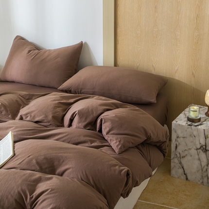 梦可莱家居 2025春夏新品全棉针织棉纯色系列 摩卡棕