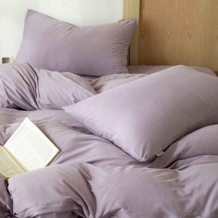 91家纺网 家纺一手货源 找家纺 梦可莱家居 2025春夏新品全棉针织棉纯色系列 梦幻紫