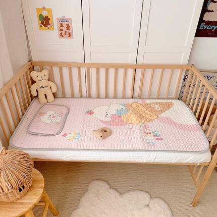 91家纺网 家纺一手货源 找家纺 美乐迪家纺 2025新款儿童乳胶凉席 冰淇淋小狗