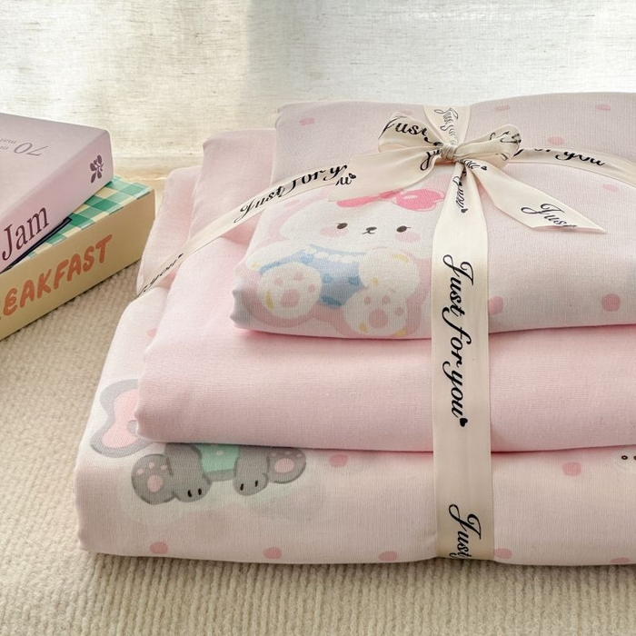 91家纺网 家纺一手货源 找家纺 2025新款双层纱印花卡通四件套-叠拍 趣味王国