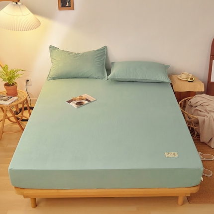 91家纺网 家纺一手货源 找家纺 曼陀罗 2025新款原棉纯色床笠系列 浅豆绿