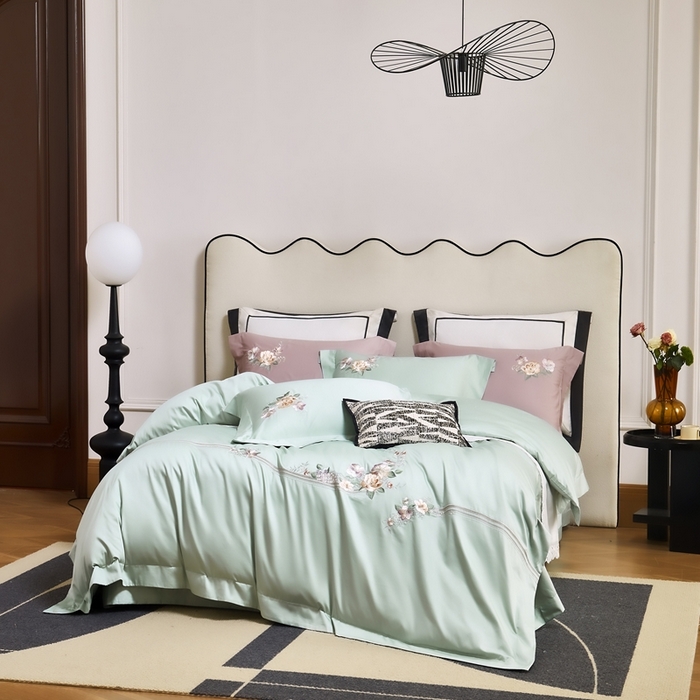 91家纺网 家纺一手货源 找家纺 爱情故事2025春夏居家新品四件套 盛夏-浅绿