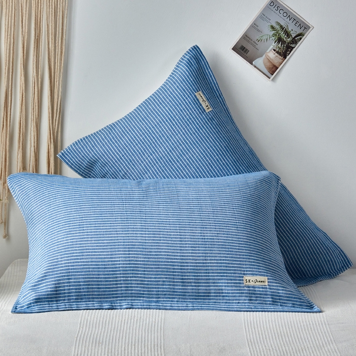 91家纺网 家纺一手货源 找家纺 （总）朴尔家纺-毛巾被 2025新款日系条纹全棉三层纱布枕巾