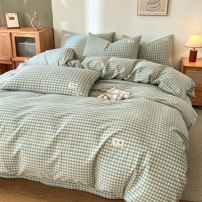 91家纺网 家纺一手货源 找家纺 21度C 2025新款A类全棉母婴级四件套单品系列-单被套 琉璃格