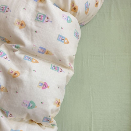 91家纺网 家纺一手货源 找家纺 （总）2025新款双层纱印花卡通四件套-床拍