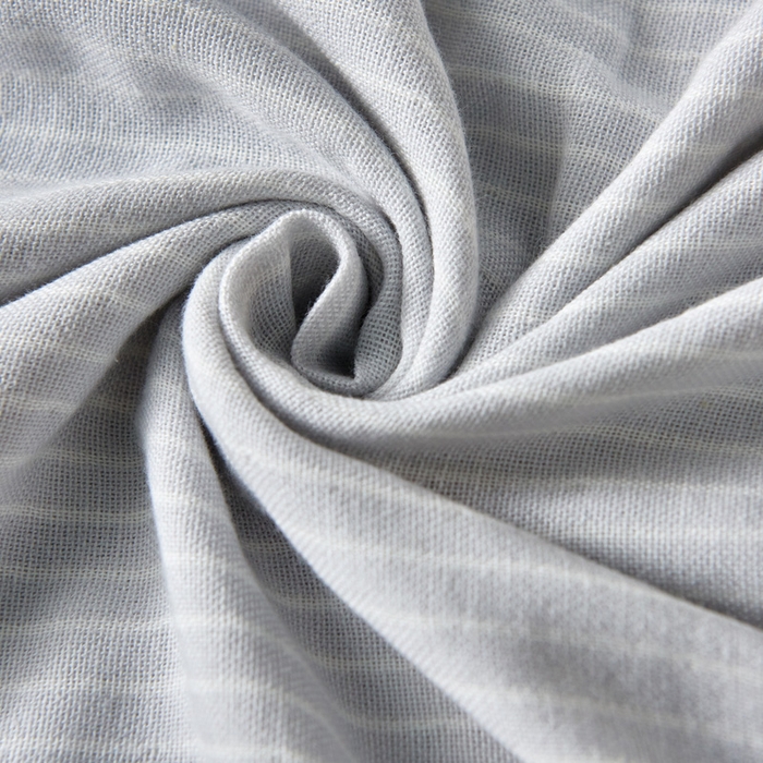 91家纺网 家纺一手货源 找家纺 朴尔家纺-毛巾被 2025新款日系条纹全棉三层纱布枕巾 简约条纹枕巾浅灰