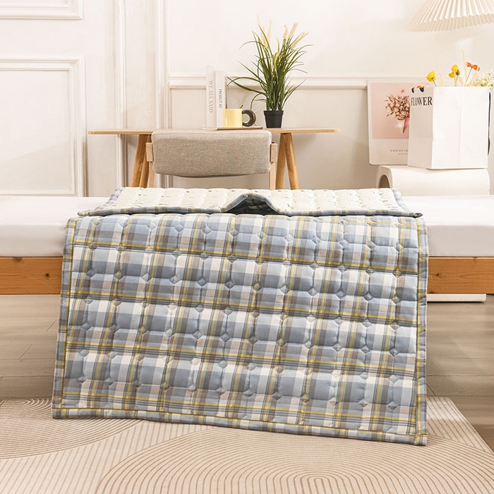 91家纺网 家纺一手货源 找家纺 恋绒家纺 无印风高低床学生床褥水洗棉宿舍上下铺软床垫 灰蓝格