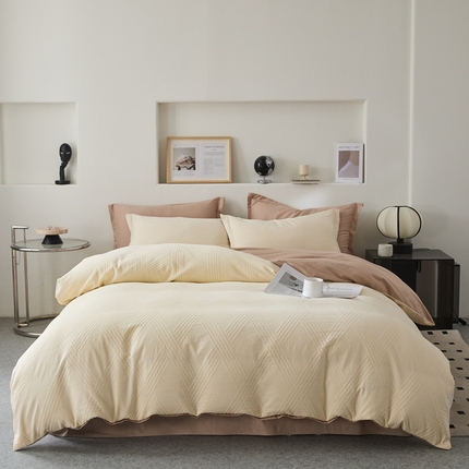 91家纺网 家纺一手货源 找家纺 （总）七七家纺 新款提花双层纱全棉四件套