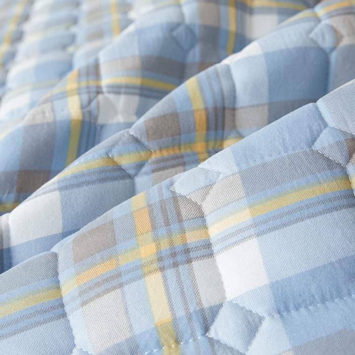 91家纺网 家纺一手货源 找家纺 恋绒家纺 2025新款无印风床褥床护垫宿舍床垫亲肤水洗棉软床垫 蓝灰格