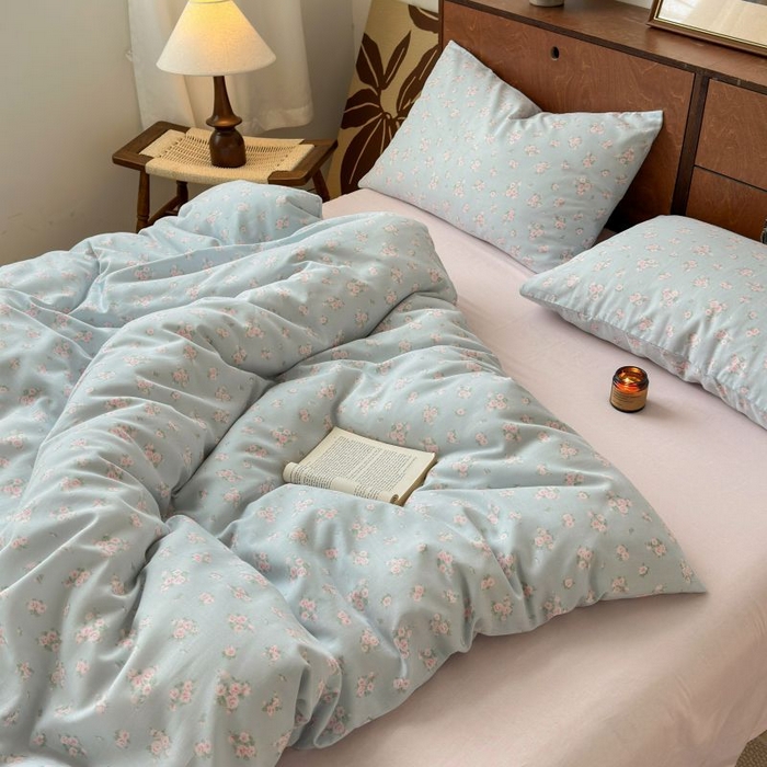 91家纺网 家纺一手货源 找家纺 典曼家纺 2025新款双层纱小清新印花四件套-床拍 初夏