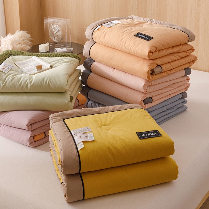 91家纺网 家纺一手货源 找家纺 （总）2025新款全棉纯色双拼棉花夏被 被子被芯