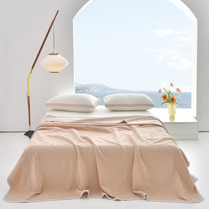 米奈家居 2025全棉针织棉提花多功能盖毯 香槟金EN