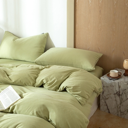 梦可莱家居 2025春夏新品全棉针织棉纯色系列 抹茶