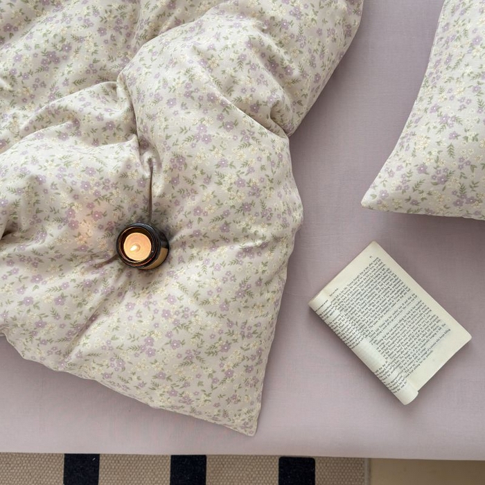 91家纺网 家纺一手货源 找家纺 典曼家纺 2025新款双层纱小清新印花四件套-床拍 半亩花田