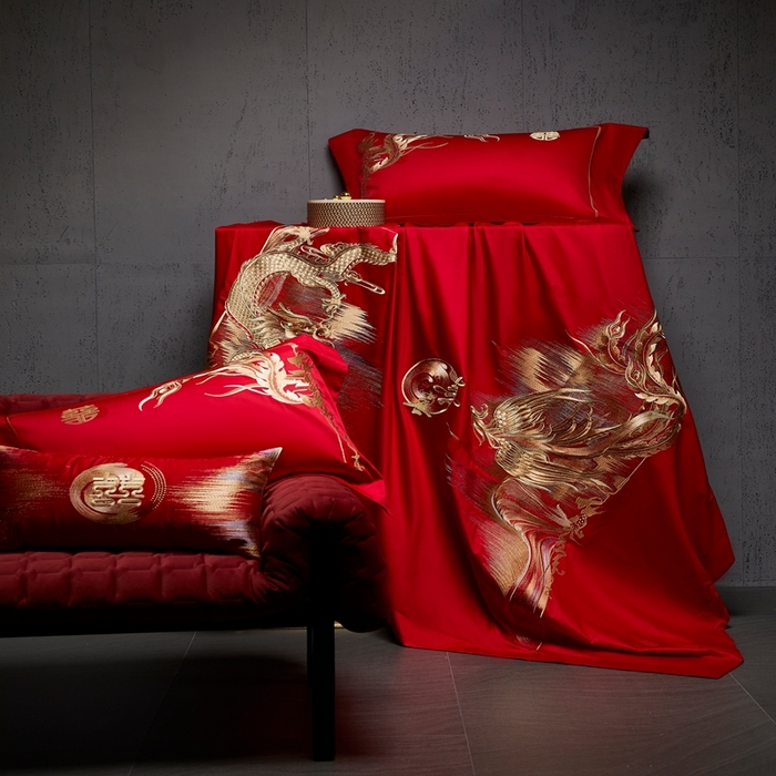 91家纺网 家纺一手货源 找家纺 爱情故事2025新款婚庆新品 龙凤呈祥2k