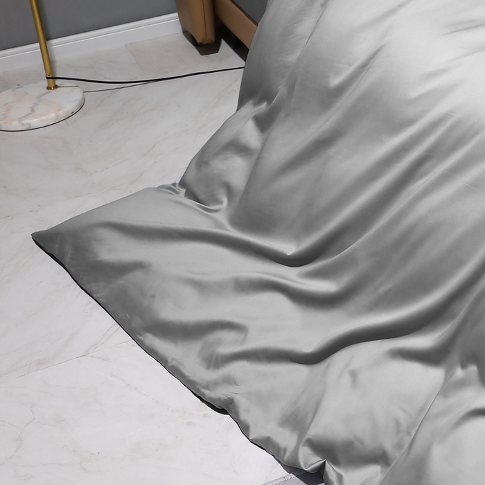 91家纺网 家纺一手货源 找家纺 晶缦家纺 2025新款全棉纯棉50支双股贡缎长绒棉纯色多规格四件套 绮芸-中度灰 