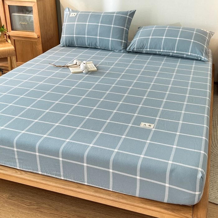 91家纺网 家纺一手货源 找家纺 21度C 2025新款A类全棉母婴级四件套单品系列-单床笠 海蓝格