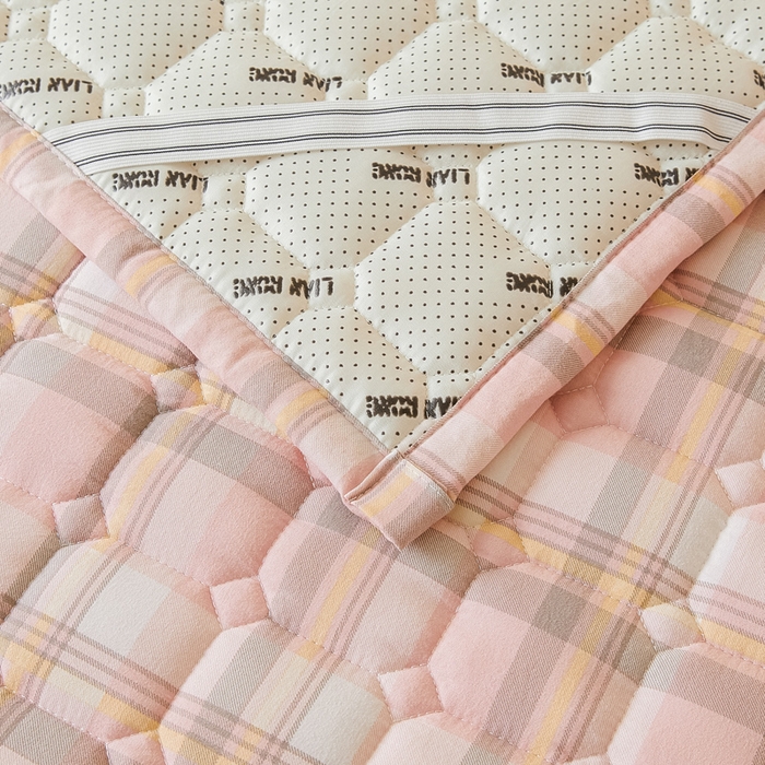 91家纺网 家纺一手货源 找家纺 恋绒家纺 2025新款无印风床褥床护垫宿舍床垫亲肤水洗棉软床垫 粉灰格