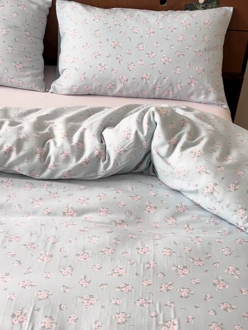 91家纺网 家纺一手货源 找家纺 典曼家纺 2025新款双层纱小清新印花四件套-床拍 初夏