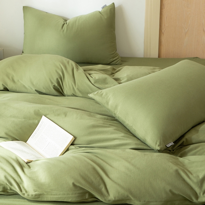 91家纺网 家纺一手货源 找家纺 梦可莱家居 2025春夏新品全棉针织棉纯色系列 青春绿