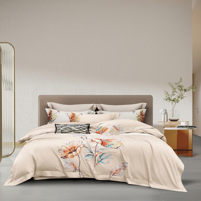 91家纺网 家纺一手货源 找家纺 爱情故事2025春夏居家新品四件套 玲珑-浅咖