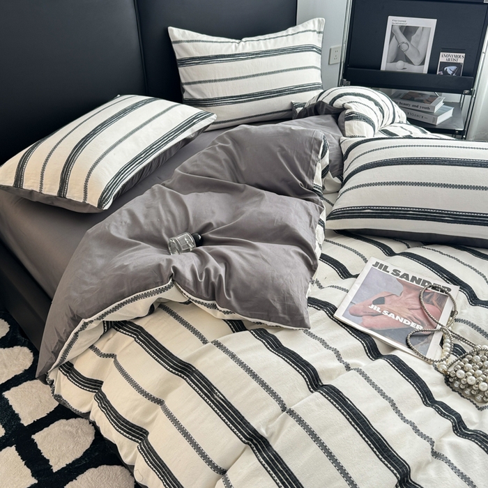 91家纺网 家纺一手货源 找家纺 简宜家居（朝初家纺） 2025新款40支全棉提花四件套（简川-星辰系列） 简川-乳白