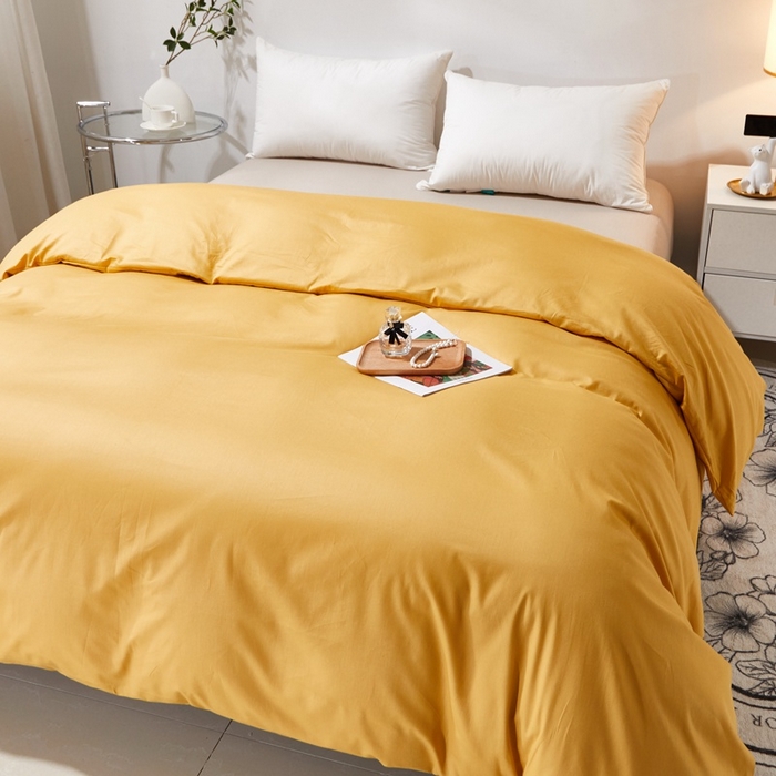 91家纺网 家纺一手货源 找家纺 晶缦家纺 2025新款喷气全棉13376纯棉斜纹纯色被套-沐兰 沐兰-杏黄