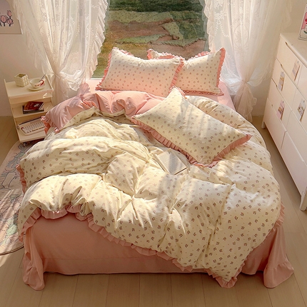 91家纺网 家纺一手货源 找家纺 （总）欧尚 2025新款针织棉双层纱四件套