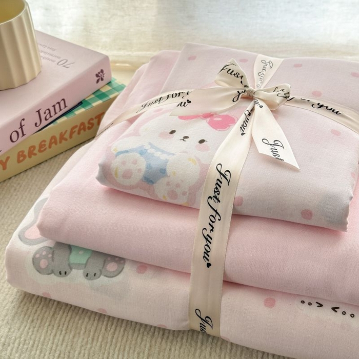 91家纺网 家纺一手货源 找家纺 2025新款双层纱印花卡通四件套-叠拍 趣味王国